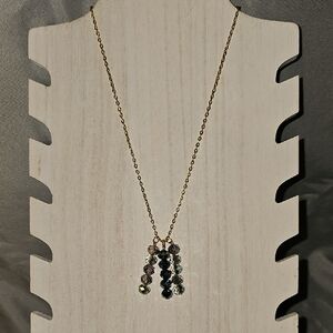 Elegant Gold Chain Necklace with Iridescent Bead Tassels